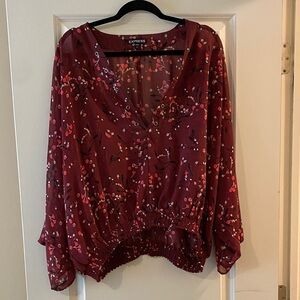 Express Burgundy Floral Blouse